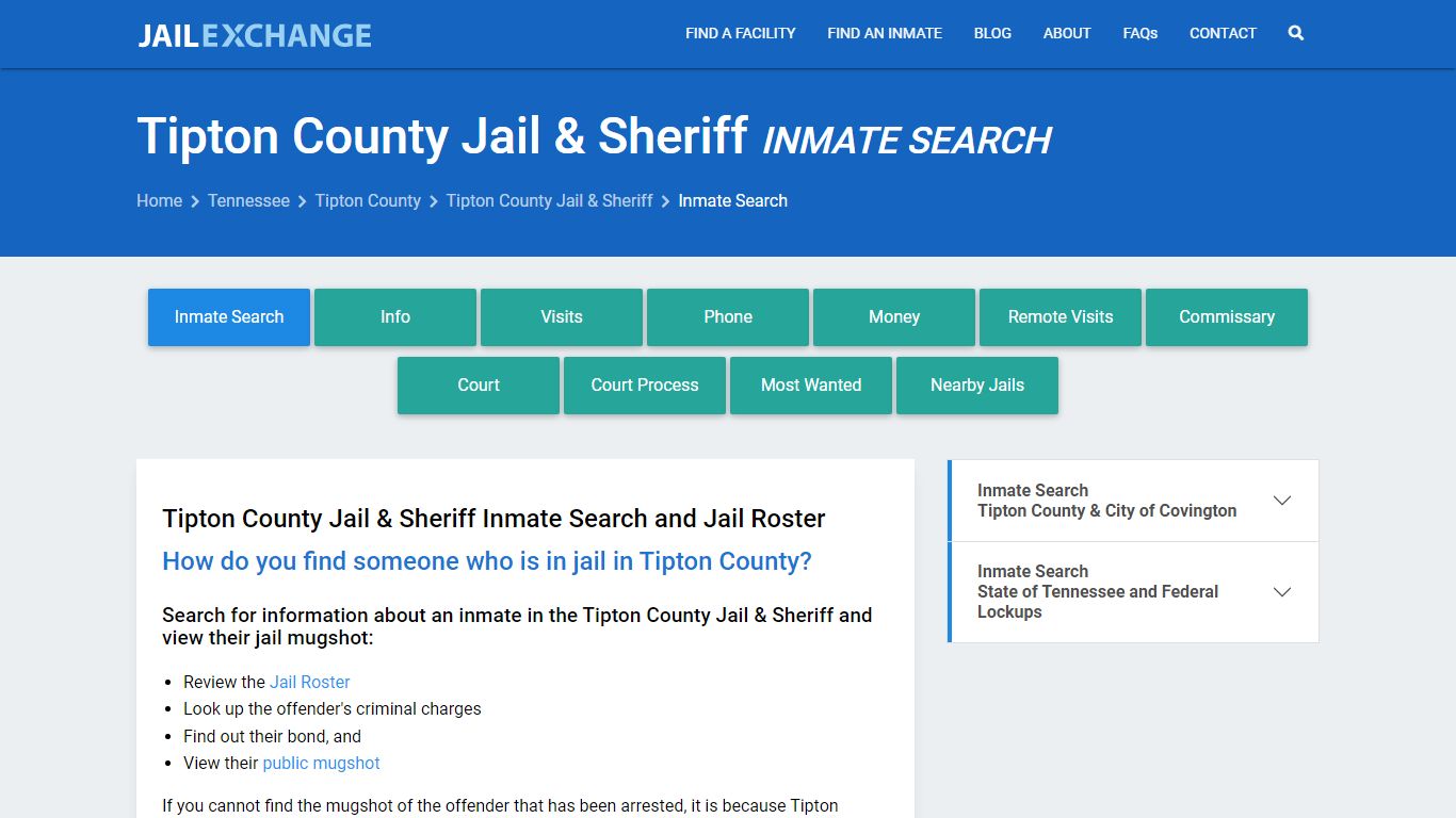 Inmate Search: Roster & Mugshots - Tipton County Jail & Sheriff, TN